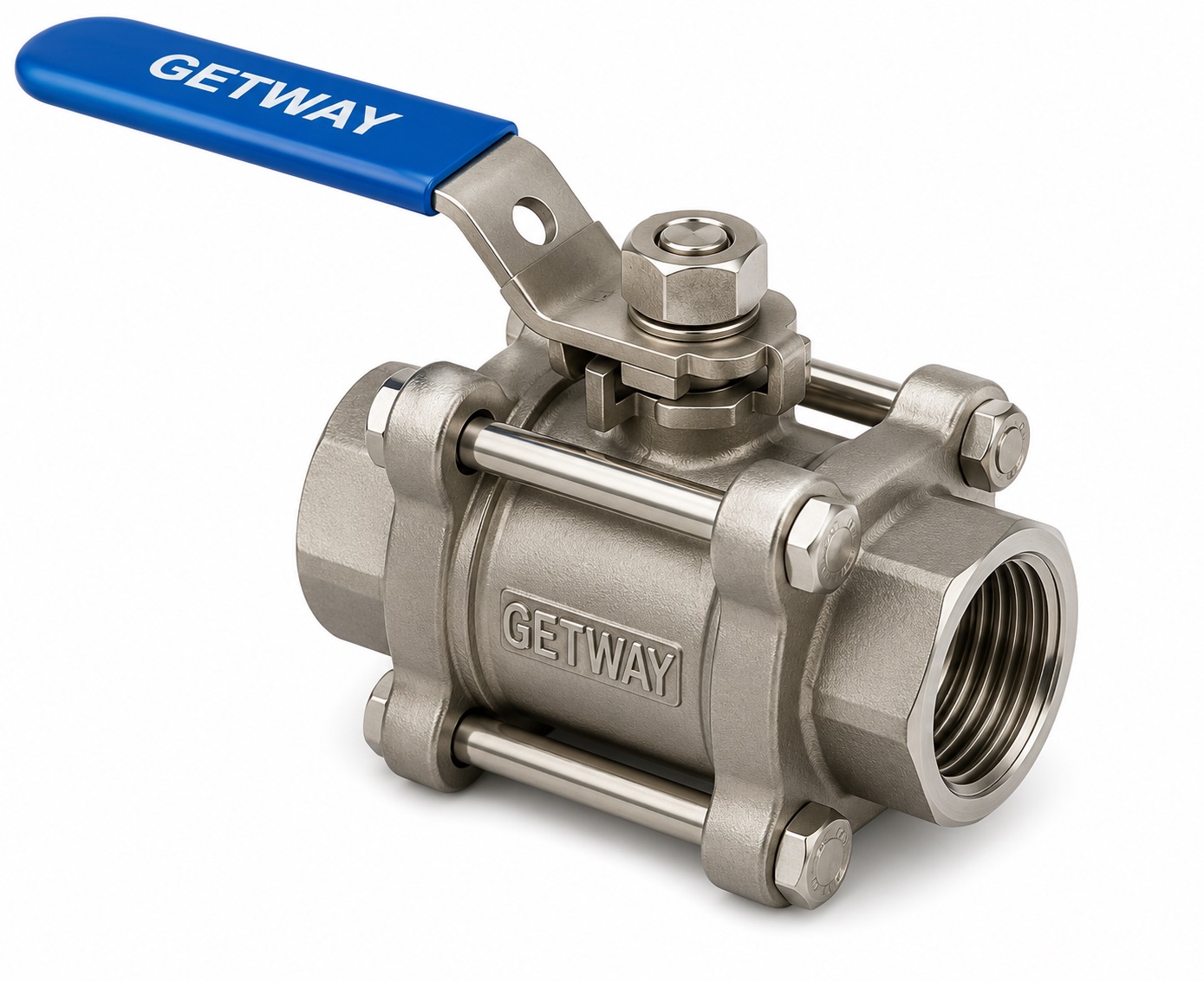 three piece screwed end ball valve